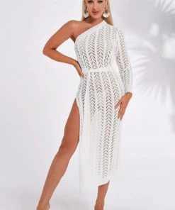 Bellabarnett Maylene One Shoulder Slit Midi Dress CLOTHING