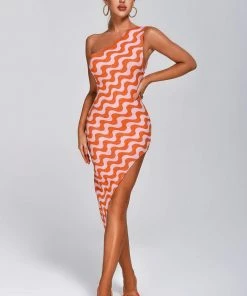 Bellabarnett Aisaly One Shoulder Midi Bandage Dress CLOTHING