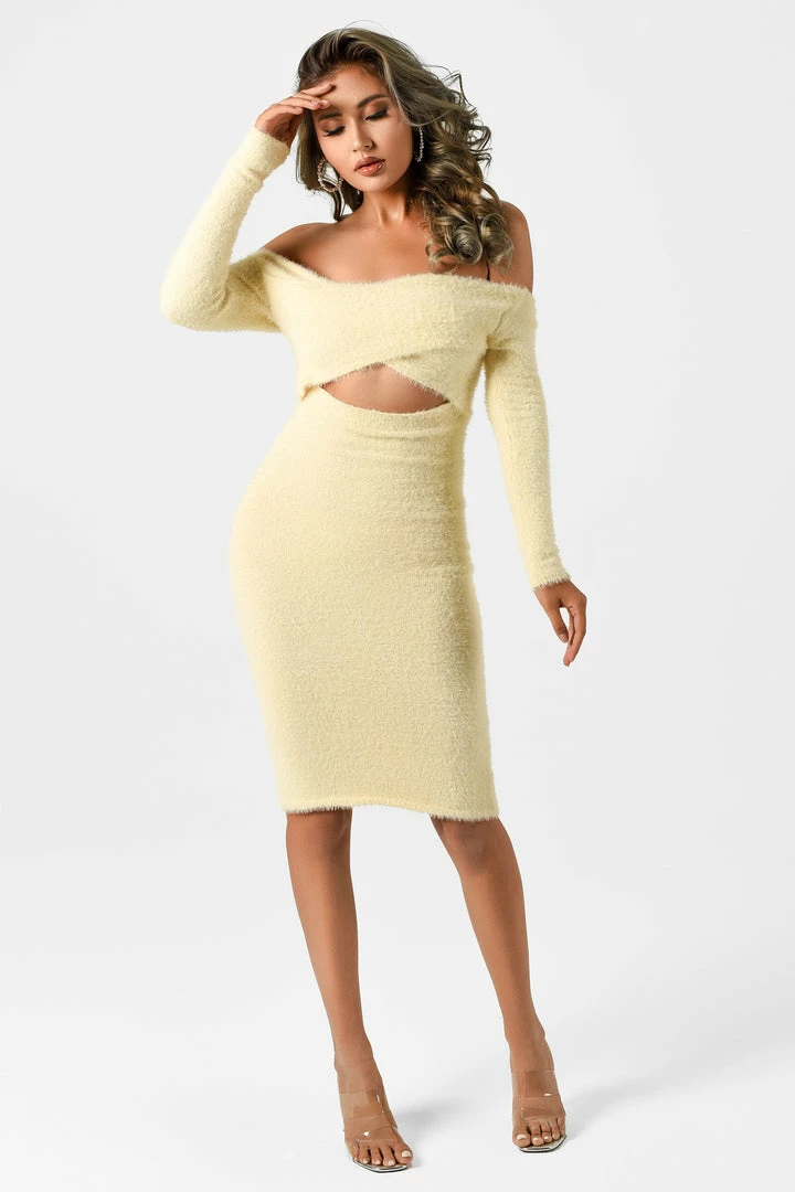 Bellabarnett Nicora Off Shoulder Midi Dress CLOTHING