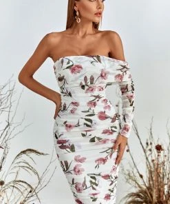 Bellabarnett CLOTHING Grece One Shoulder Mesh Midi Dress