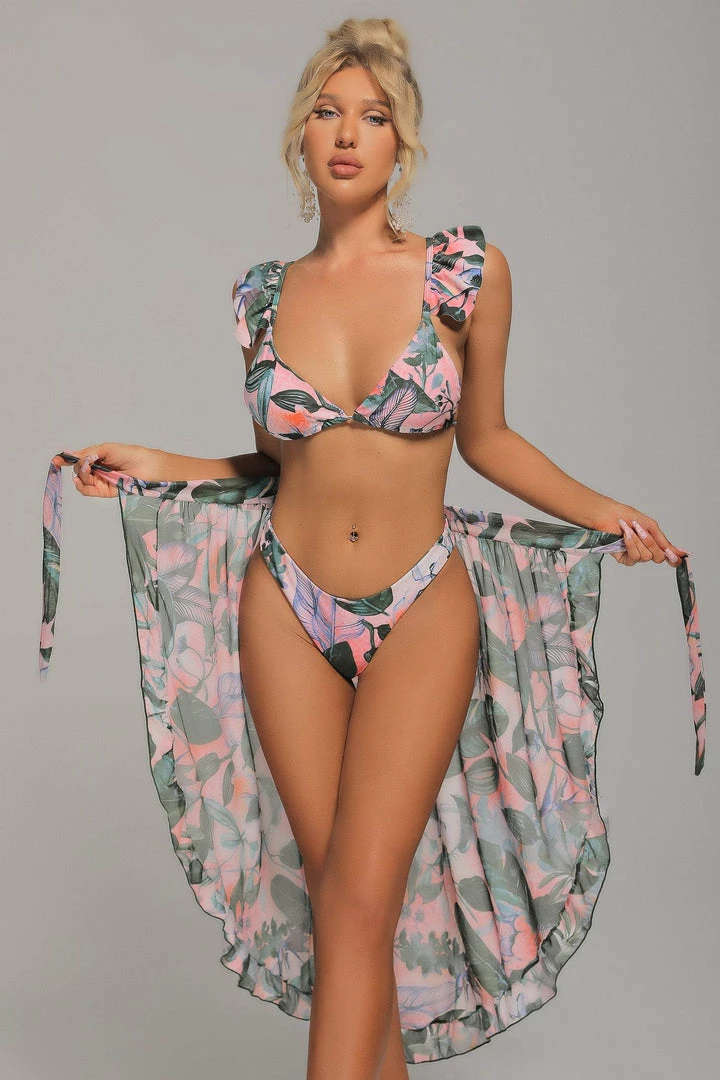 Tracking Apolline Printed Three Piece Set - Pink CLOTHING
