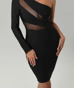 Bellabarnett Ale One Shoulder Mesh Mini Bandage Dress