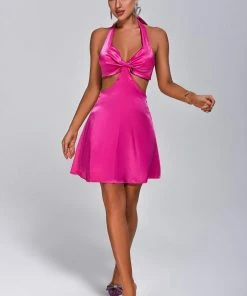 Bellabarnett CLOTHING Akele Halter Satin Mini Dress