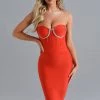 Bellabarnett Lanak Diamonate Midi Bandage Dress CLOTHING
