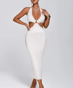 Bellabarnett Aileen Halter Cutout Midi Dress CLOTHING