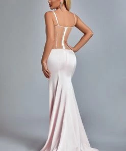 Bellabarnett Eaka Satin Diamonate Tassel Cutout Maxi Dress CLOTHING