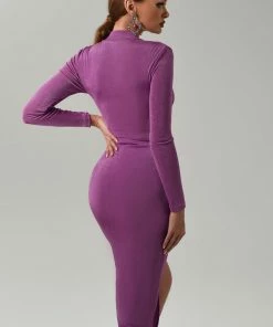 Bellabarnett CLOTHING Purple Ruched Long Sleeve Skirt Set