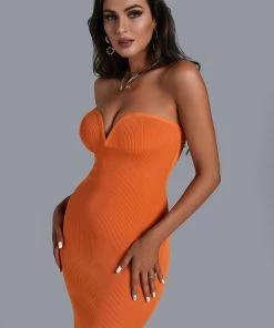 Bellabarnett Donia Strapless Midi Bandage Dress