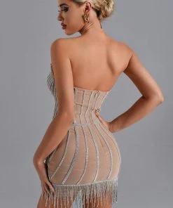 Bellabarnett CLOTHING Lola Diamonate Tassel Mini Dress