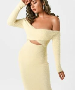 Bellabarnett Nicora Off Shoulder Midi Dress CLOTHING