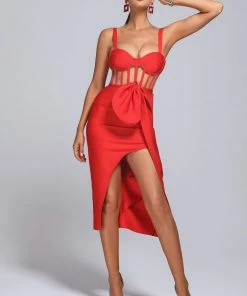 Tracking Bellamy Slit Midi Bandage Dress CLOTHING