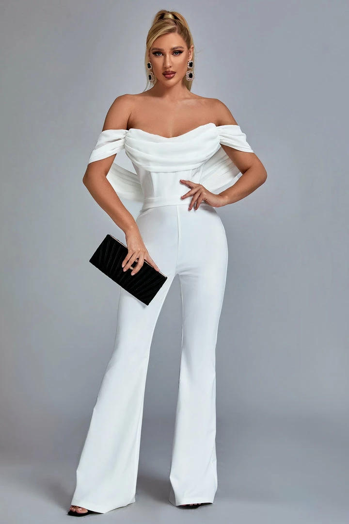 Bellabarnett CLOTHING Jasmine Off Shoulder Jumpsuit - White