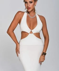 Bellabarnett Aileen Halter Cutout Midi Dress CLOTHING