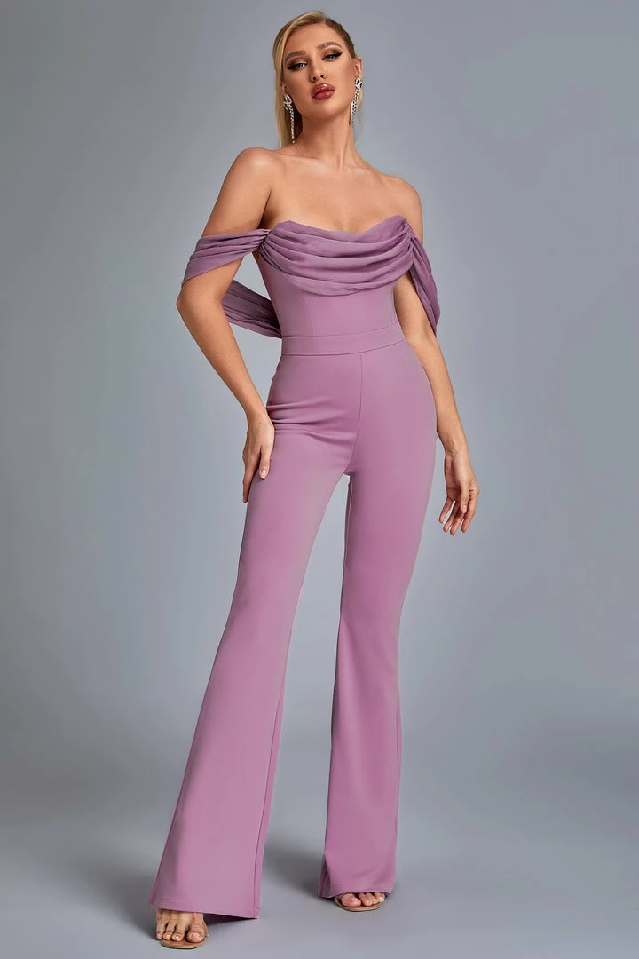 Bellabarnett Jasmine Off Shoulder Jumpsuit - Purple