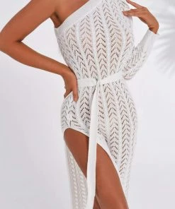 Bellabarnett Maylene One Shoulder Slit Midi Dress CLOTHING